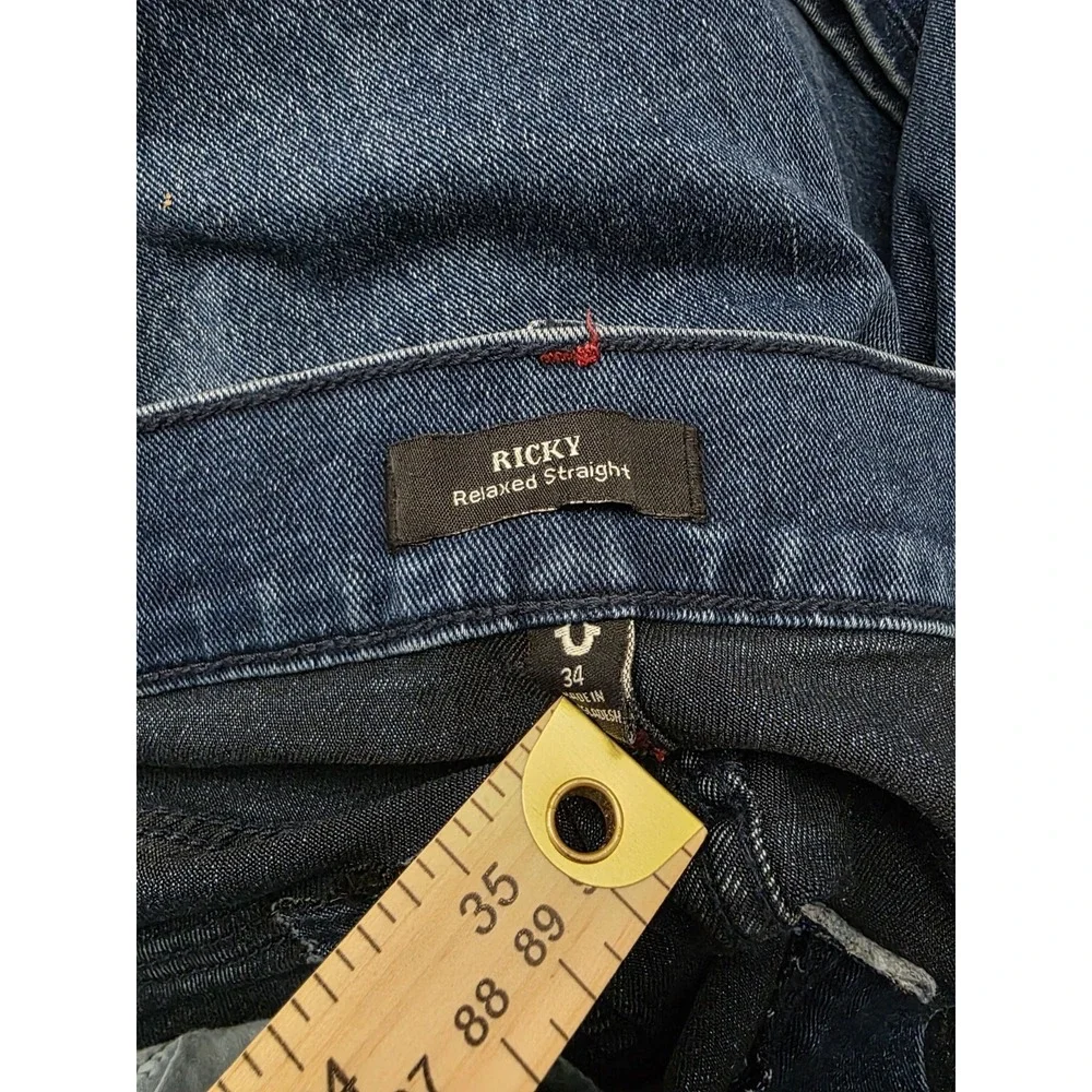 True Religion Ricky SN Flap Straight Style 701180 Dark Shivering Wash Sz 36x32